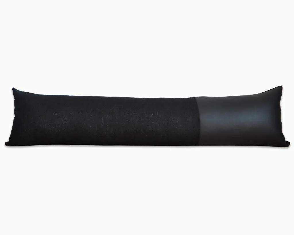 Indi, Linen + Faux Leather, Long Lumbar - Image 3