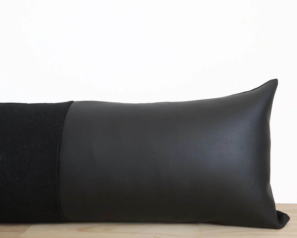 Indi, Linen + Faux Leather, Long Lumbar - Image 8